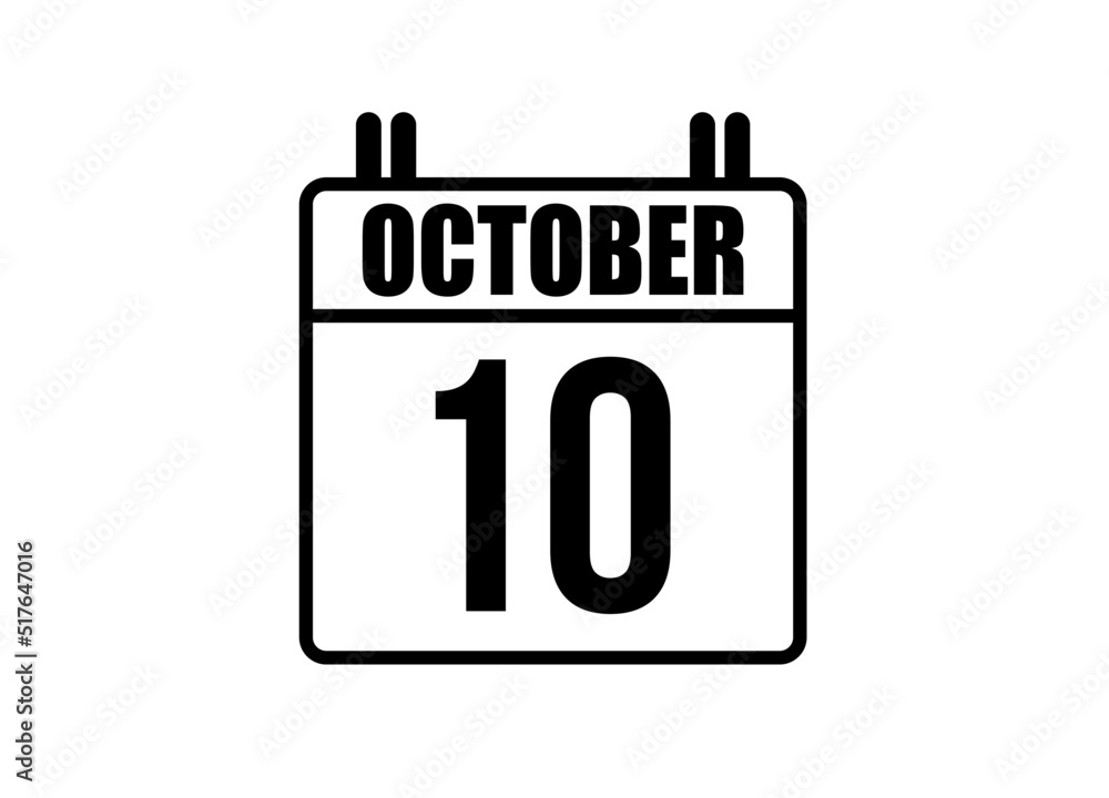 9 October calendar. Simple calendar page for the month of October. Black vector on white background. 9 October calendar. Simple calendar page for the month of October. Black vector on white background.