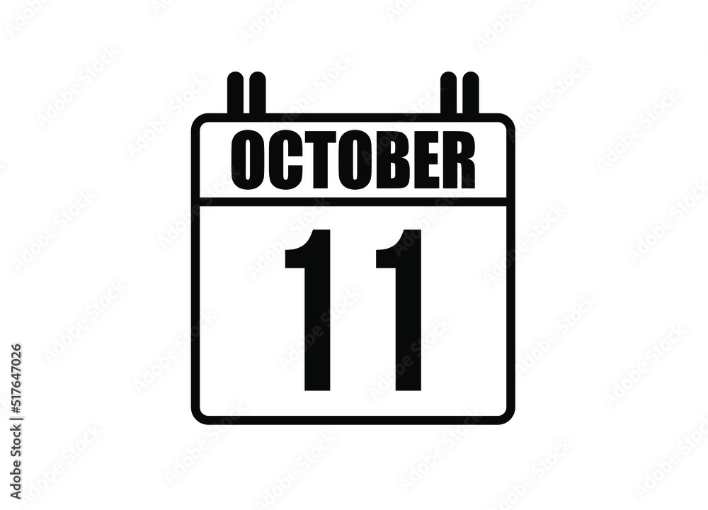11 October calendar. Simple calendar page for the month of October. Black vector on white background. 11 October calendar. Simple calendar page for the month of October. Black vector on white background.