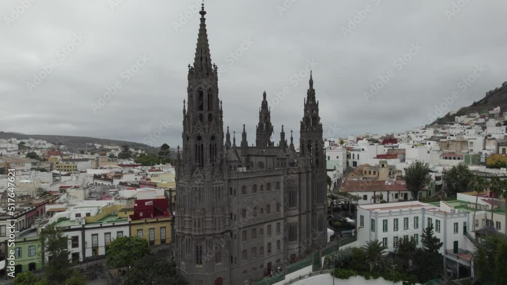 Aerial Dolly Towards Tower On Church of San Juan Bautista