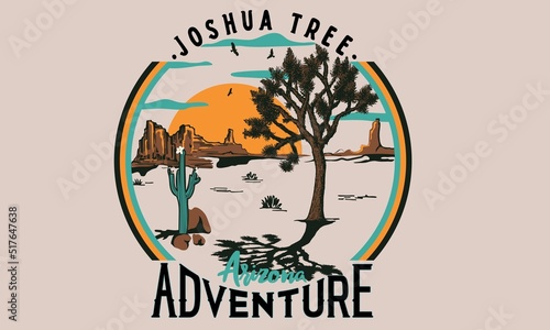 western desert joshua tree with typography design for print  photo