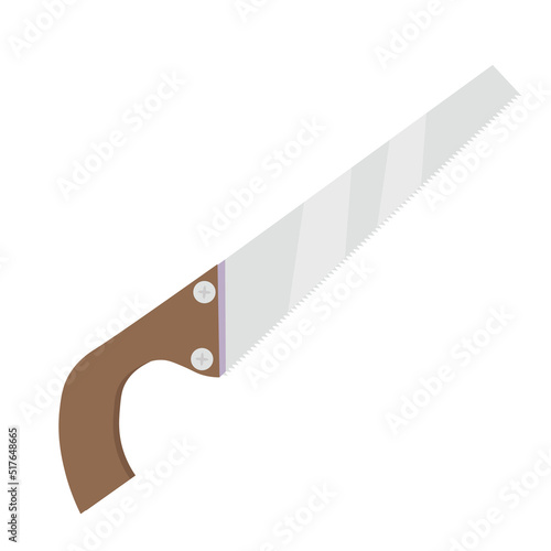 Saw. Repair tool  isolated on white. Flat style icon.