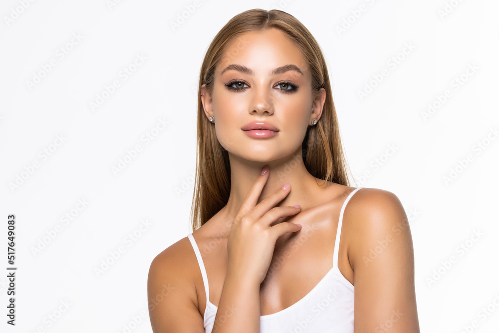 Beauty young woman with helathy skine ure skin and hair isolated on white background Beauty young woman with helathy skine ure skin and hair isolated on white background