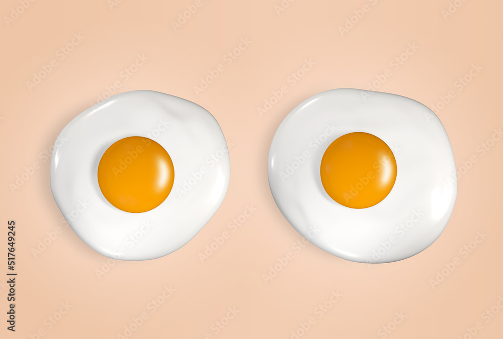 Two fried eggs meaning women who has small breasts size (Cup A), 3D