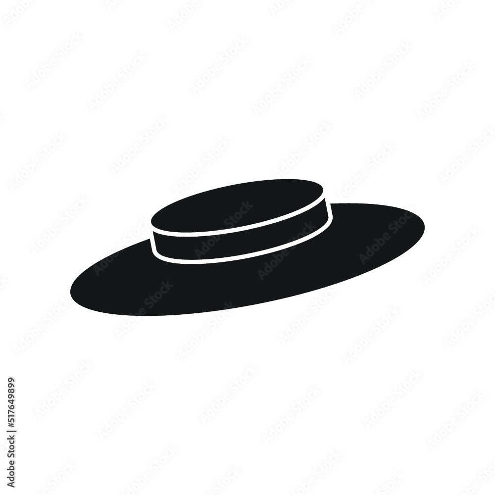 ladies or Women's hat icon. Fashion Boater hat sign. Elegant hat symbol. Summer Beach hat simple logo black on white ladies or Women's hat icon. Fashion Boater hat sign. Elegant hat symbol. Summer Beach hat simple logo black on white