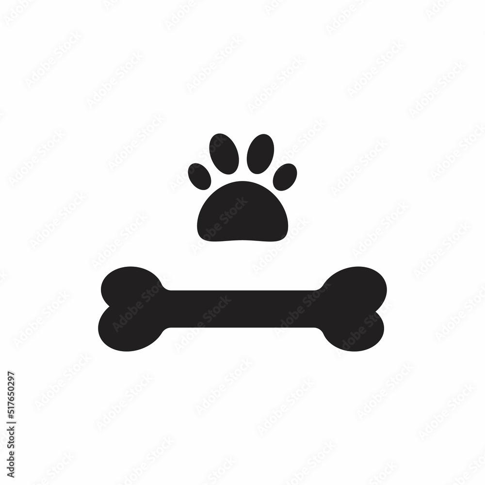 paw print icon conception with bone icon paw print icon conception with bone icon