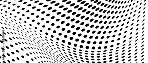 The halftone texture is monochrome. Chaotic waves of black dots on a white background