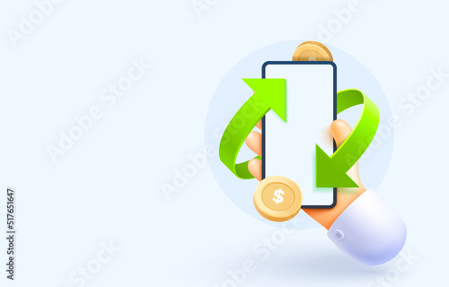 Mobile cash back service, financial payment Smartphone mobile screen, technology mobile display. Vector