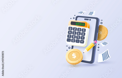 Mobile calculator service, Smartphone mobile finance, technology mobile display. Vector