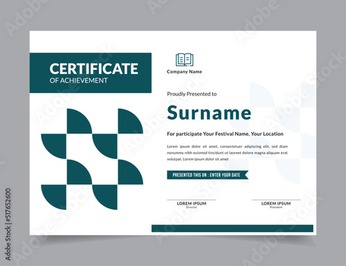 Modern Certificate Template Vector Design Layout for Print, Elegant Blank Certificate for  Diploma, Graduation, Achievement, Award, Attendance, Abstract Vector Illustration
