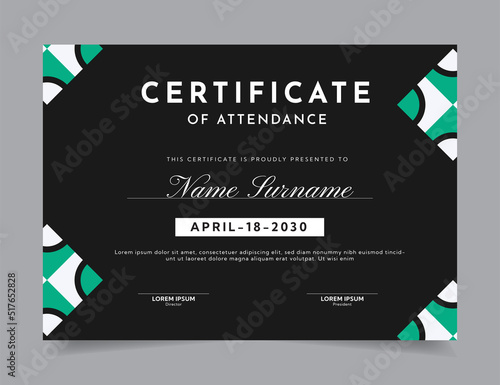 Modern Certificate Template Vector Design Layout for Print, Elegant Blank Certificate for  Diploma, Graduation, Achievement, Award, Attendance, Abstract Vector Illustration