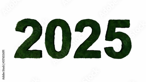 2025 Green Typography Text ( 3D Rendering 3D Illustration )