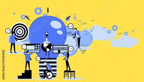 brainstorm with world.icon set idea and concept creativity illustration business  innovation technology modern. 