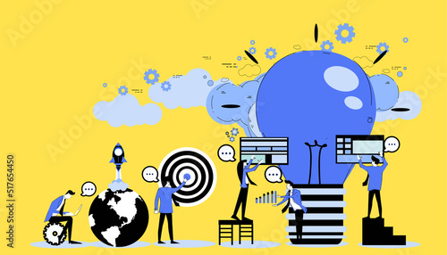  brainstorm with world.icon set idea and concept creativity illustration business  innovation technology modern. 