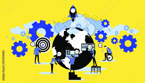 brainstorm with world.icon set idea and concept creativity illustration business  innovation technology modern. 