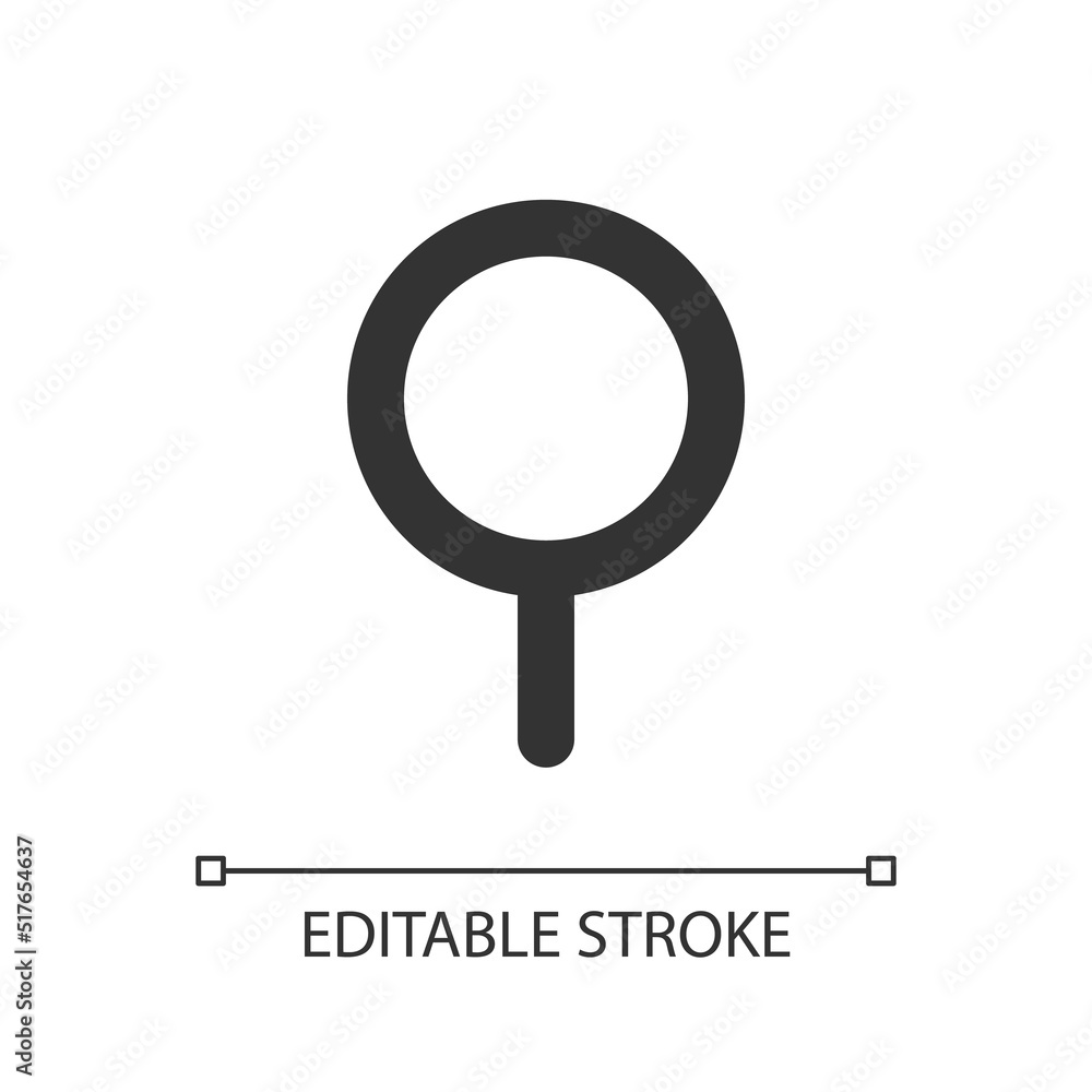 Round pushpin pixel perfect linear ui icon. Identifying location on map. Organize notes. GUI, UX design. Outline isolated user interface element for app and web. Editable stroke. Arial font used Round pushpin pixel perfect linear ui icon. Identifying location on map. Organize notes. GUI, UX design. Outline isolated user interface element for app and web. Editable stroke. Arial font used