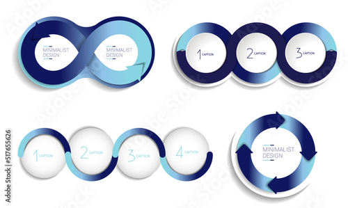 Set of roud cirles schemes, diagrams. One, two, three, four infographic template.