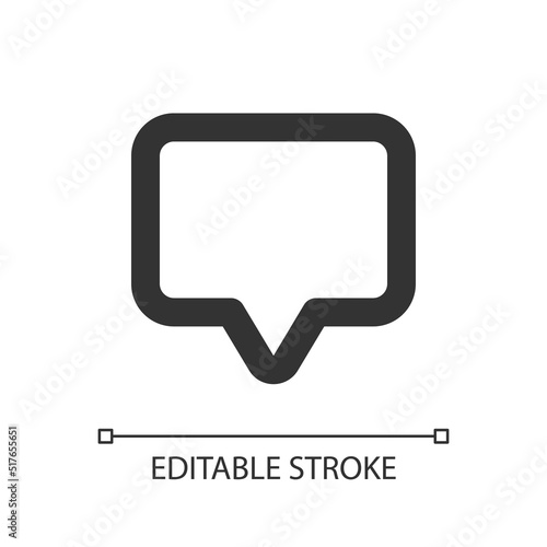 Leave note pixel perfect linear ui icon. Social media notification. New message in chat alert. GUI, UX design. Outline isolated user interface element for app and web. Editable stroke. Arial font used
