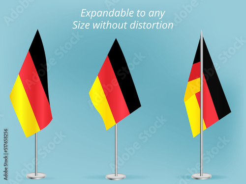 Flag of Germany with silver pole.Set of Germany's national flag