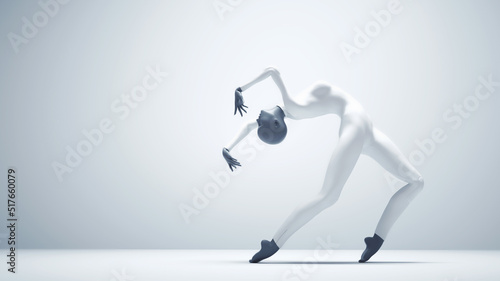 Abstract woman posing and dancing. Dynamic motion and balance concept.