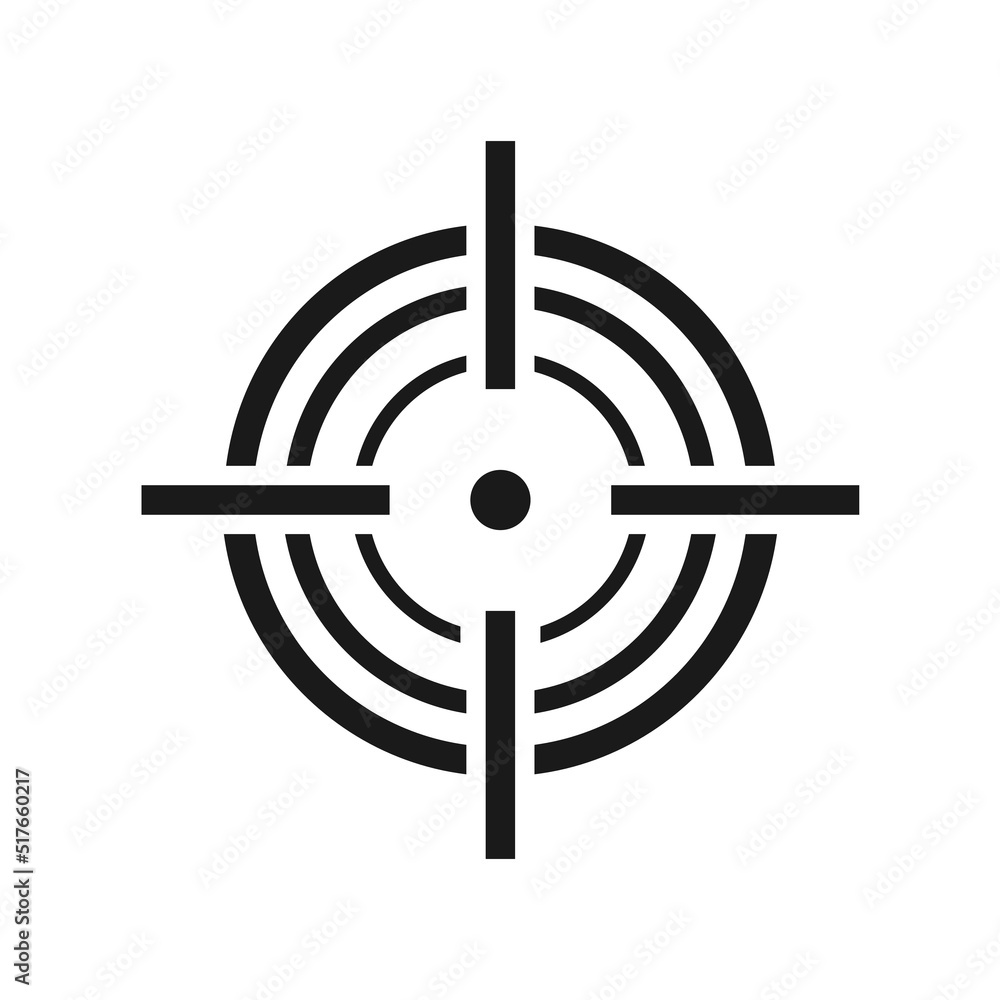 Sniper scope. Target aim icon. Sniper rifle crosshair. Vector isolated on white. Sniper scope. Target aim icon. Sniper rifle crosshair. Vector isolated on white.