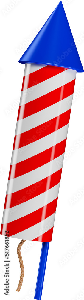 Fototapeta premium Fireworks with colors and united states flag in 3d render