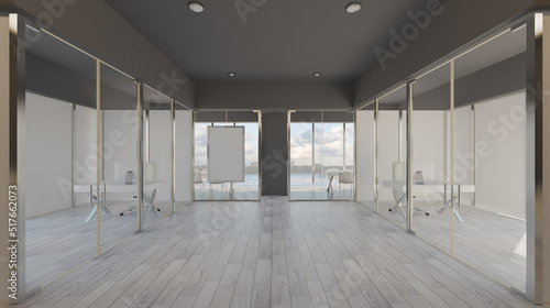 Mockup. Empty paintings. Modern office Cabinet. 3D rendering. Meeting room