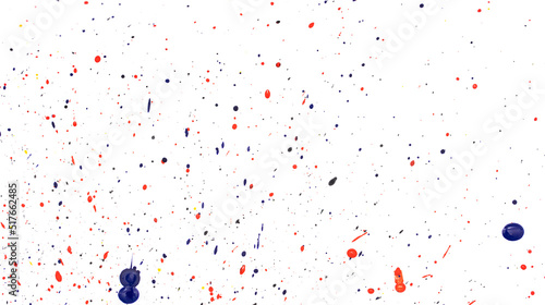 Black and red drops of paint on a white background.