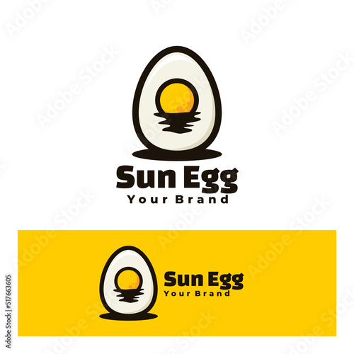 cute sun egg logo illustrtion