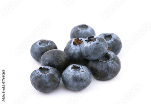 Bunch of fresh blueberries on white