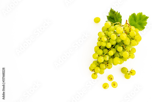 Big bunch of green grapes. Organic fruits nad berries background