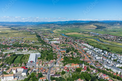 Landscape of Reghin city seen from above