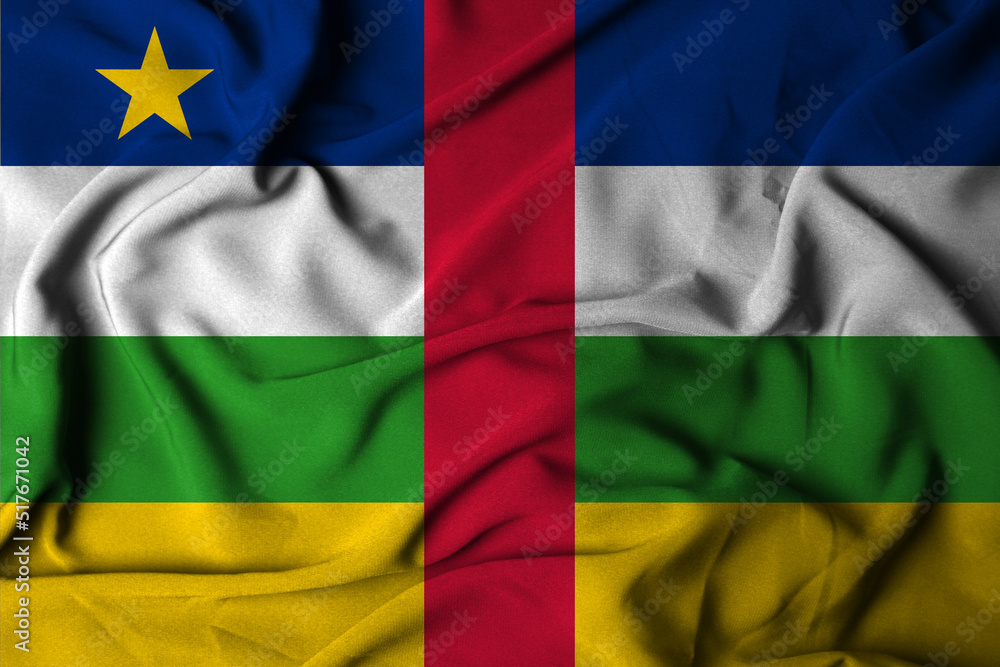 Obraz premium selective focus central africa flag, with waving fabric texture. 3D illustration