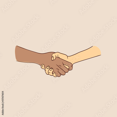 Illustration of two interracial holding hands.