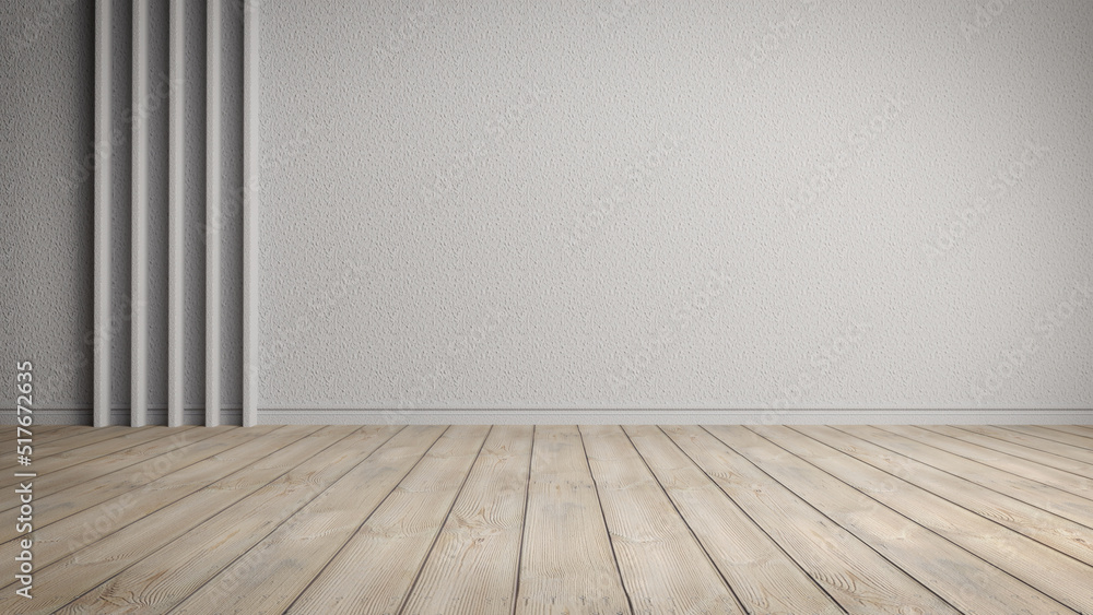 Empty room with wall and wooden floor 3D Render Empty room with wall and wooden floor 3D Render