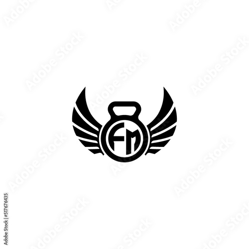 FM fitness GYM and wing initial concept with high quality logo design