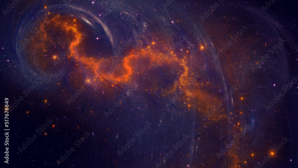 Abstract fractal art background which suggests a nebula and stars in outer space.