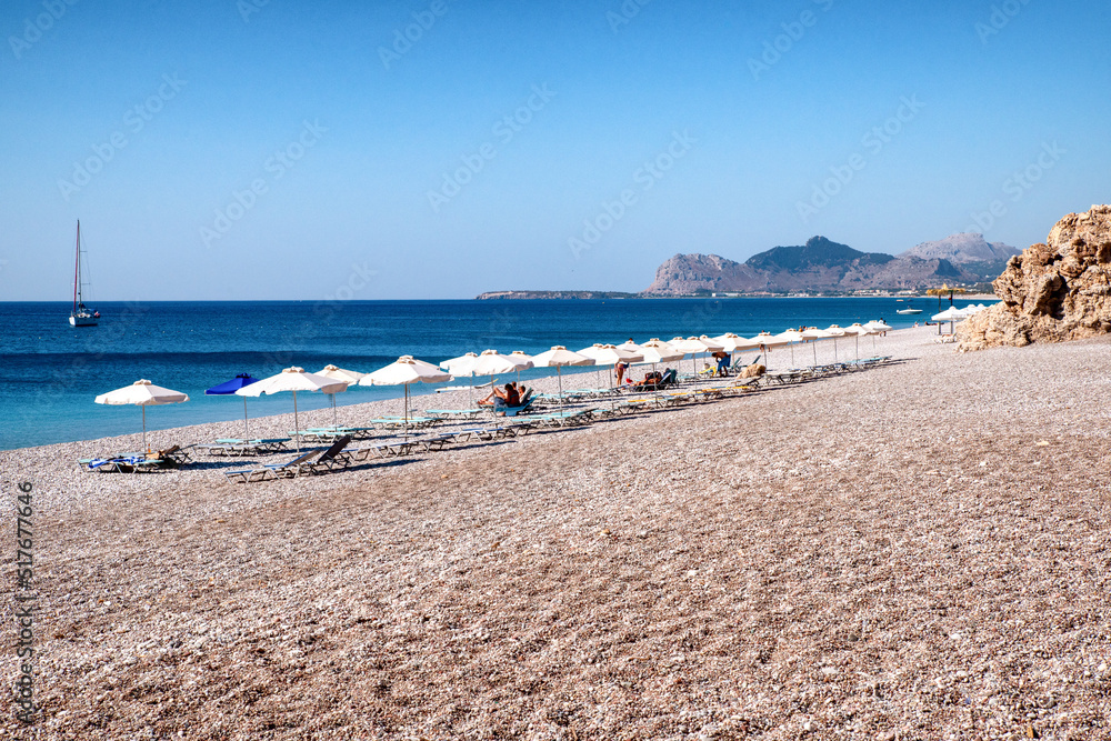 Traganou pebble beach at Rhodes island, Greece