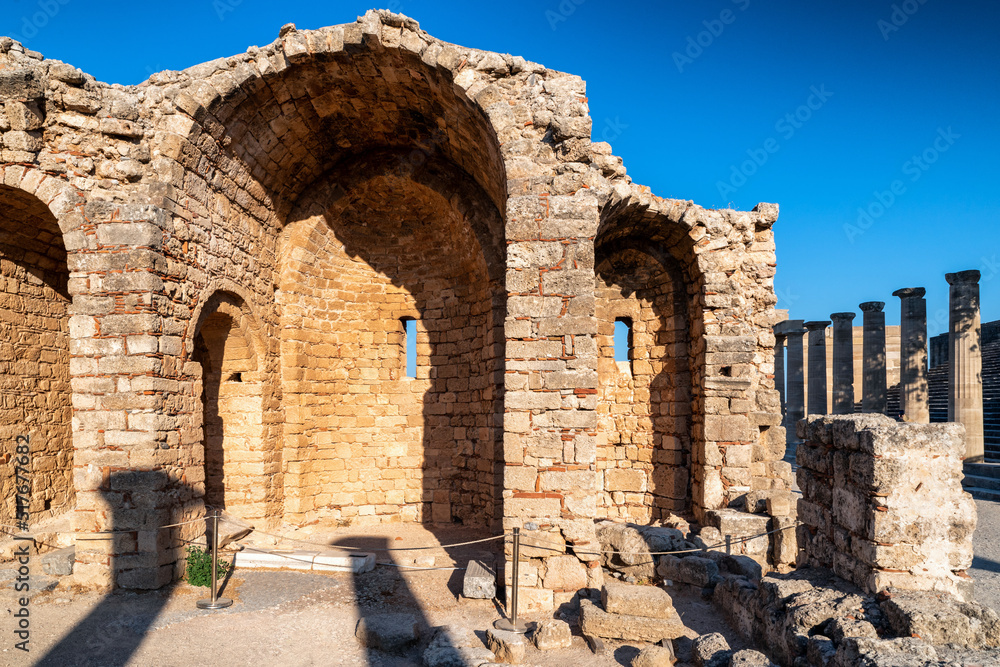 Lindos acropolis in Rhodes island in Greece