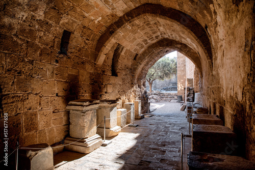 Photos Historical excavationas object in Lindos acropolis at Rhodes island in Greece