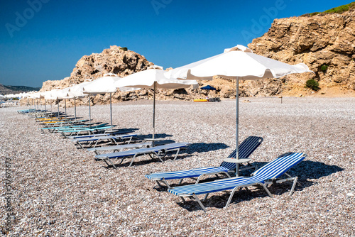 Traganou pebble beach at Rhodes island, Greece photo