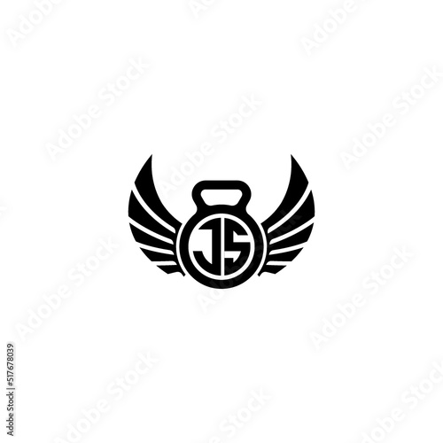 JS fitness GYM and wing initial concept with high quality logo design