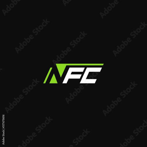 NFC letters, negative space. Logo design.