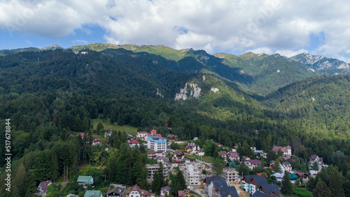 Aerial view of beautiful town Sinaia. Romania