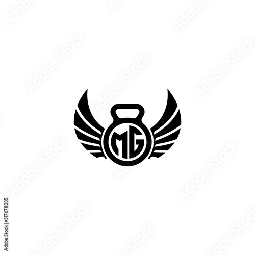 MG fitness GYM and wing initial concept with high quality logo design