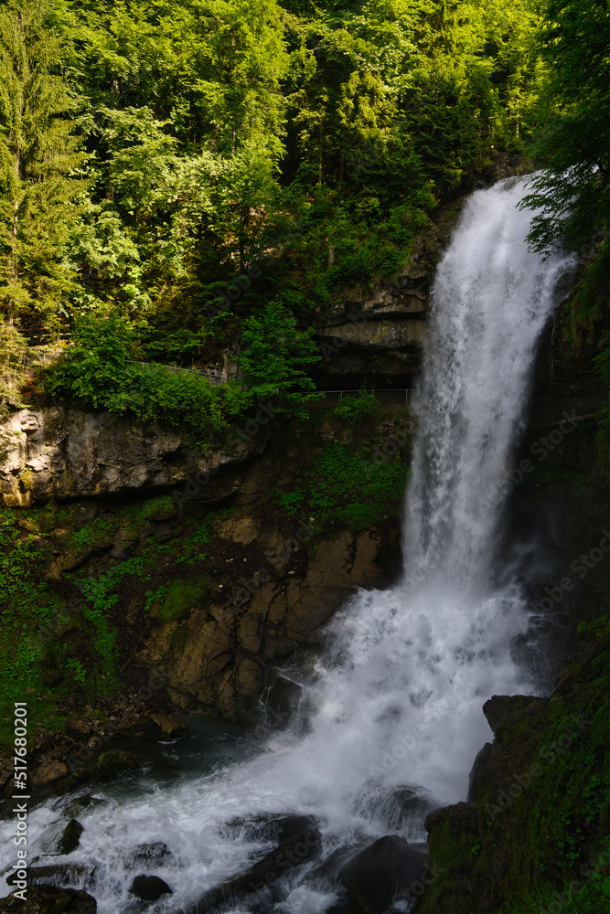 Giessbach Falls, east of Lake Brienz in the Bernese Oberland in Switzerland.