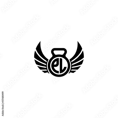 PL fitness GYM and wing initial concept with high quality logo design