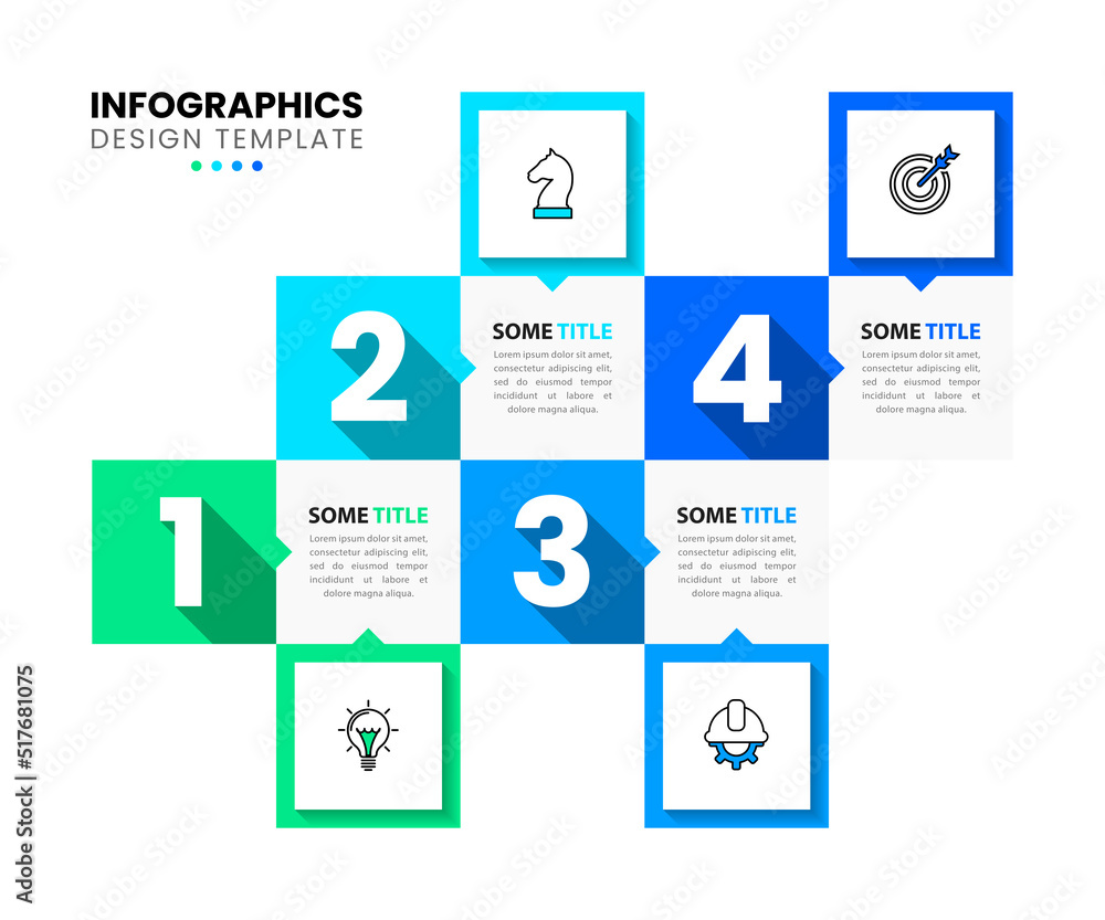 Infographic template. Square with 4 steps, numbers and text Infographic template. Square with 4 steps, numbers and text