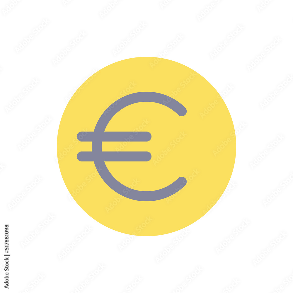 Euro coin flat color ui icon. Currency and money. Golden euro cent. Finance and banking. Simple filled element for mobile app. Colorful solid pictogram. Vector isolated RGB illustration Euro coin flat color ui icon. Currency and money. Golden euro cent. Finance and banking. Simple filled element for mobile app. Colorful solid pictogram. Vector isolated RGB illustration