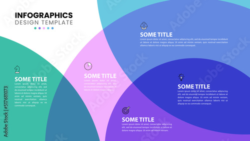 Infographic template. Abstract circles with text and 5 steps