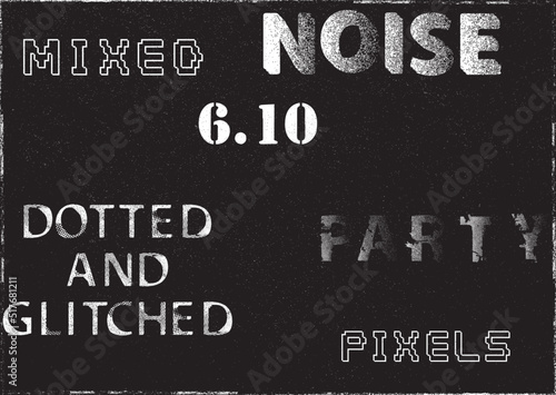 Glitch distorted geometric shape . Noise destroyed logo . Trendy defect error shapes . Glitched frame .Grunge textured . Distressed effect .Vector shapes with a halftone dots screen print texture.
